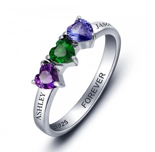 Birthstone Ring, Sterling Silver Personalized Engravable Ring JEWJORI101998